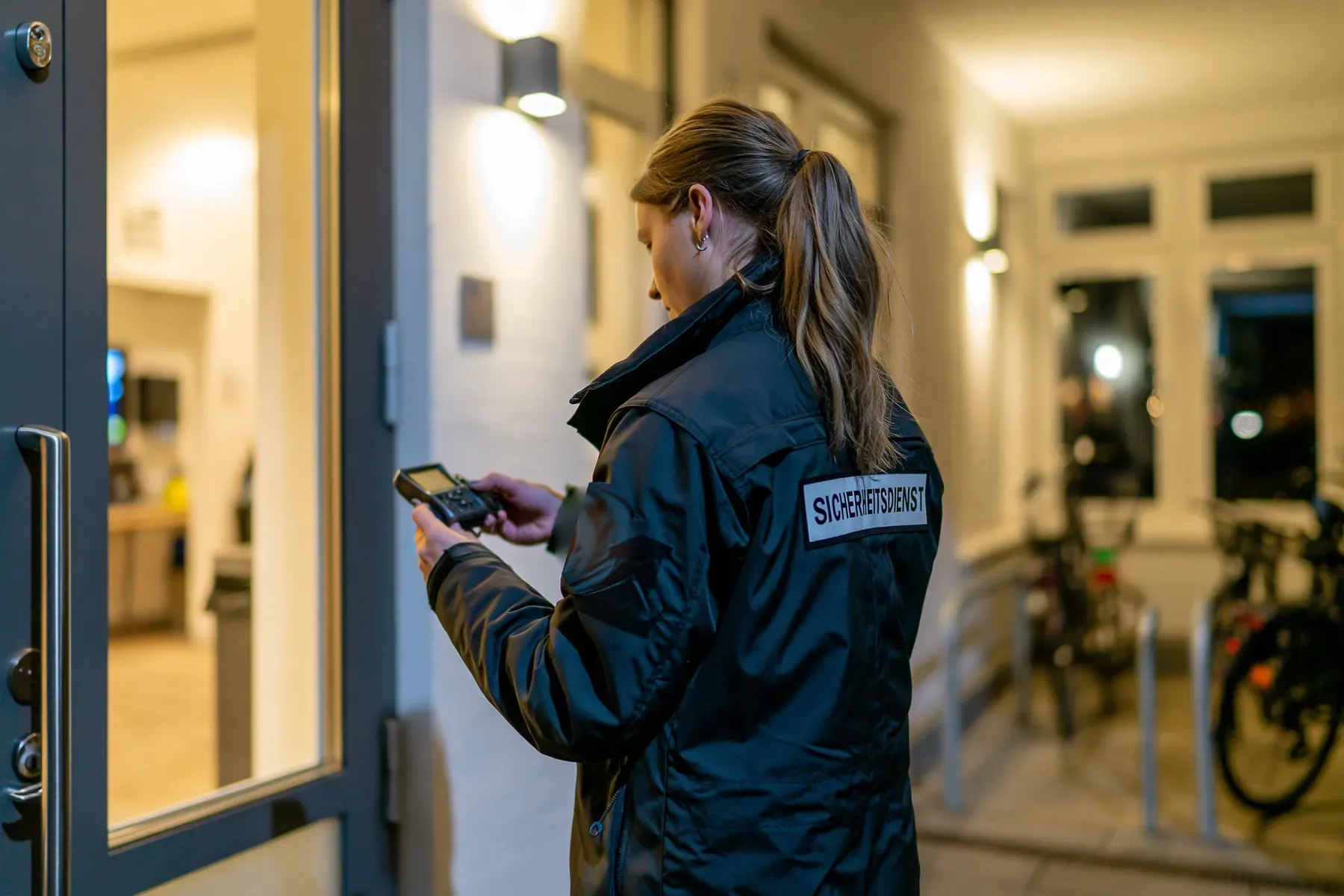 Kontrollgang am Abend in einem Wohn- und Gewerbeobjekt
