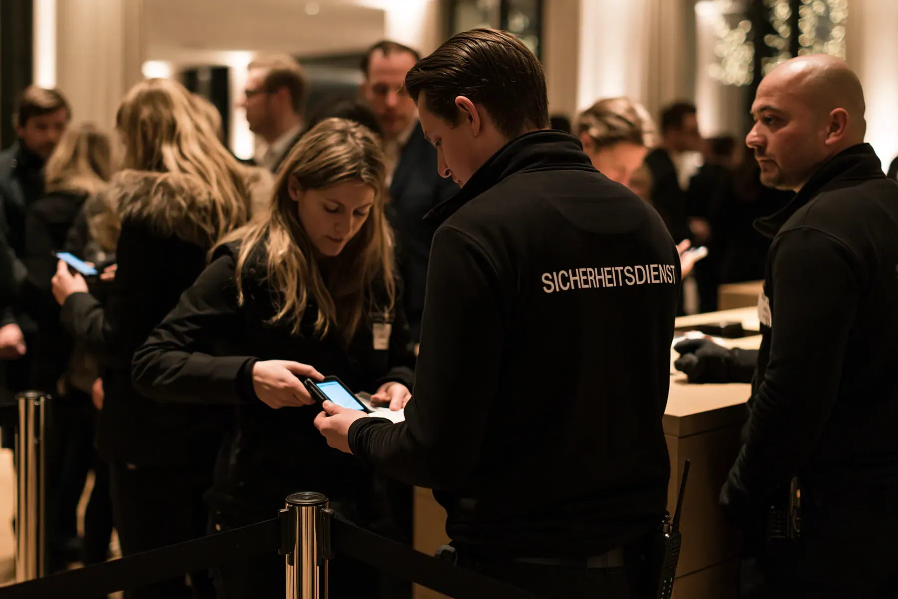 Ticketkontrolle am Einlass einer Abendveranstaltung